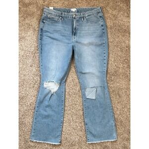 Good American Good Legs Flare Jeans I Size 16 I Distressed Raw Hem I New w. Tags